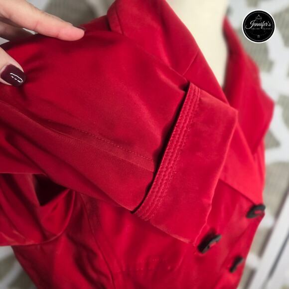 Esprit Women's Vintage Red Double Breasted Notch Lapel Raincoat/Jacket Size M - Picture 9 of 14